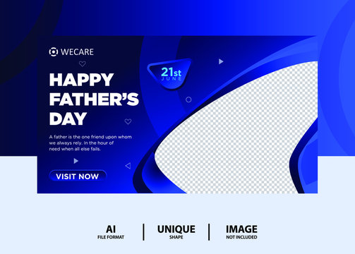 Abstract Blue color father's day Web banner Design