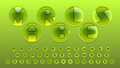 Marbles style font design, alphabet letters and numbers, Eps10 vector.