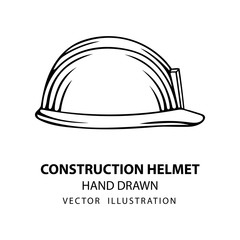 Safety helmet. Safety helmet hand drawn vector illustration. Sketch drawing hard hat icon. Part of set.