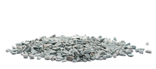 Cyan rocks, pebbles, stones pile isolated on white background © dule964