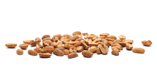 Spicy pepper, paprika peanuts pile isolated on white background