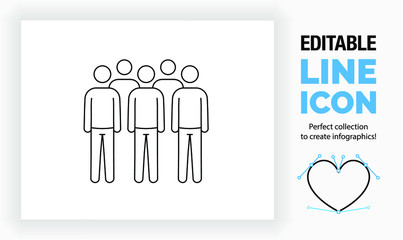 Editable line icon of a group of stick figure people, part of a huge icon and stick figure collection! 