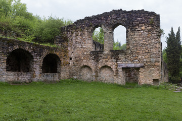 Fototapeta na wymiar Ruins of the Ikalto academy at the ancient Ikalto monastery in Kakheti