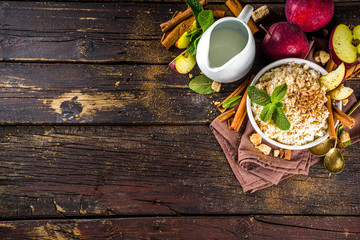 Rice porridge with red apples