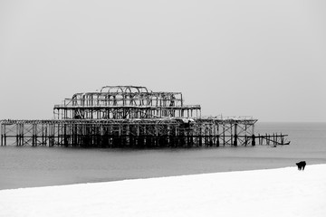 brighton west pier covered in snow