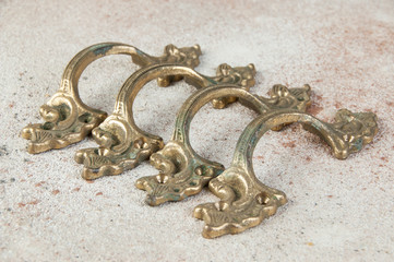 Four antique furniture dresser handles