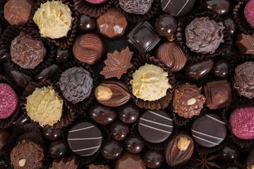 Flat lay assortment of candies