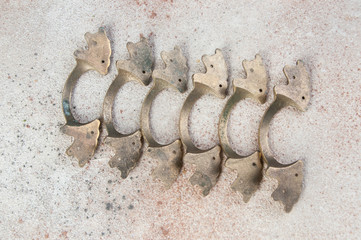 Six antique furniture dresser handles