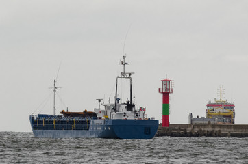 MARITIME TRANSPORT - Freighters are sailing on a sea voyage
