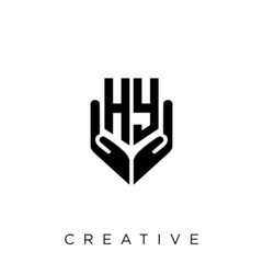 hy shield hand logo design vector icon