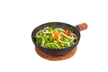 Vietnam stir-fried herbs and garlic on isolate white background, thien ly xao toi