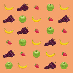 Illustration de fruits de saison, papier peint pastel