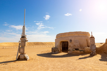 Fragment of 'Star Wars' original scenery in Ong Jemel at Sahara desert, Tunisia