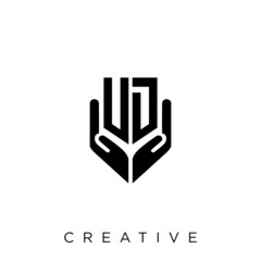 Fototapeta premium ud shield hand logo design vector icon