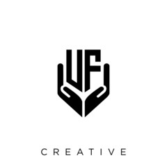 uf shield hand logo design vector icon