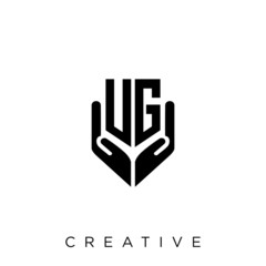 Fototapeta premium ug shield hand logo design vector icon