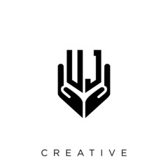 uj shield hand logo design vector icon
