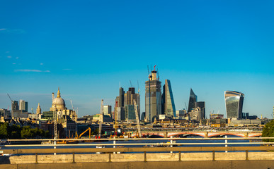Fototapeta na wymiar London skyline from Waterloo Bridge in England, UK