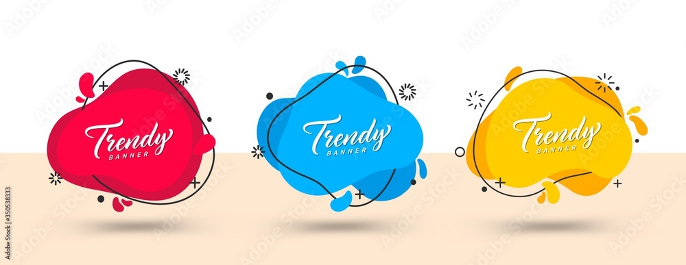 Poster Trendy set of abstract banners. Vector bright template banners. Template ready for use in web or print design.