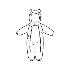 Children's jumpsuit with the hood. Sketch. children's winter jumpsuit vector sketch illustration