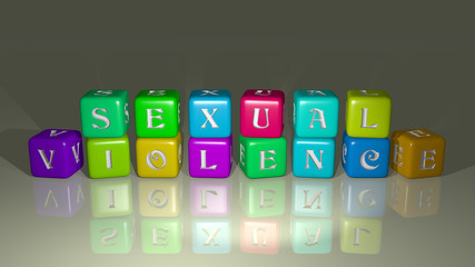 combination of Sexual violence built by cubic letters from the top perspective, excellent for the concept presentation
