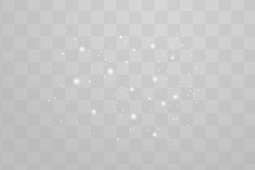 The dust sparks shine with special light. Vector sparkles on a transparent background. Christmas light effect. Sparkling magical dust particles.