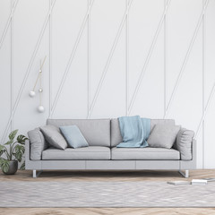 Interior design simple scene. Modern interior. 3d render studio. 3d illustration.