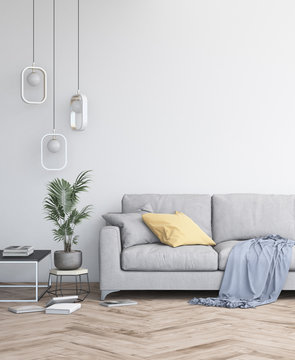 Interior design simple scene. Modern interior. 3d render studio. 3d illustration. © Nadya