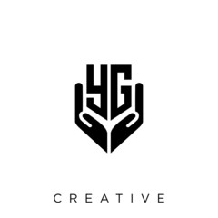 yg shield hand logo design vector icon