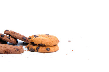 Delicious chocolate chip cookie isolated on white background