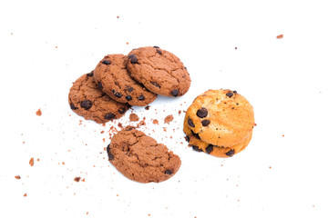 Delicious chocolate chip cookie isolated on white background