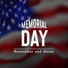 Memorial Day in USA with lettering remember and honor. Holiday of memory and honor of soldiers, military personnel who died while serving in the United States Armed forces. Vector banner