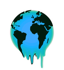 Melting earth. Global warming concept illustration.