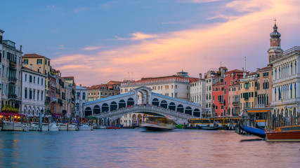 Fototapeta na wymiar Cityscape image of Venice, in Italy during sunrise