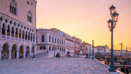 Fototapeta na wymiar St. Mark's square in Venice during sunrise