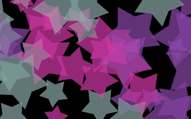 Multicolored translucent stars on a dark background. Orange tones. 3D illustration