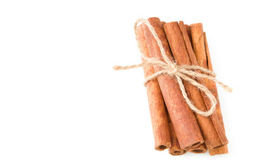 cinnamon isolated on a white background. Food. top view