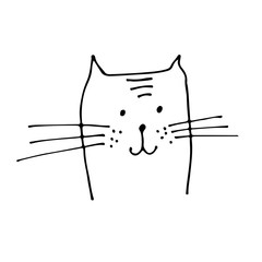 Cat face vector illustration, hand drawn sketch cat  isolated on white background
