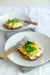 Toast with scrambled eggs