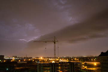 Lightning in Calgary. Lightning illuminating the Calgary Skyline
