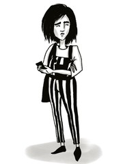 fashion young beautiful woman standing isolated on white