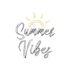 Fototapeta na wymiar Summer Vibes logo with abstract sun design. Vector Illustration for summertime banner, label, poster, flyer.