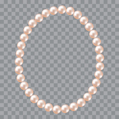 Pearl necklace, realistic pearl jewelry, isolated, vector illustration.