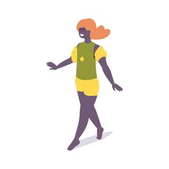 Fototapeta na wymiar Little african girl in arm floats walking. Isometric 3d illustration concept