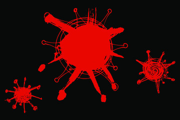 Vector concept of the coronavirus COVID-19, a sketch drawn by hand with a black ink. 