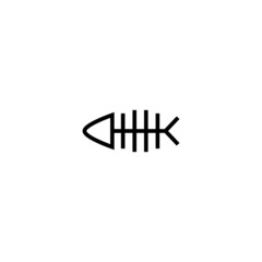 Fish bone vector icon in linear, outline icon isolated on white background