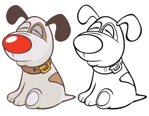 Fotobehang Vectorillustratie van een schattige Cartoon karakter jachthond voor je ontwerp en computerspel. Kleurboekoverzicht © liusa