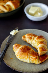 French croissants. Pastries. Breakfast. National cuisine. Vegetarian food.