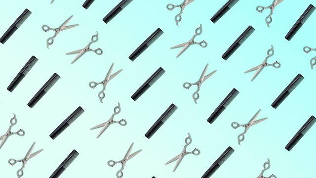 background with moving accessories of a beauty salon, abstraction