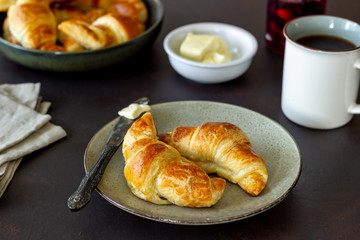 French croissants. Pastries. Breakfast. National cuisine. Vegetarian food.